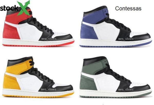 high og 1 track red blue moon yellow ochre clay green jordon basketball shoes men women 1s six championships 6 rings sneakers with box